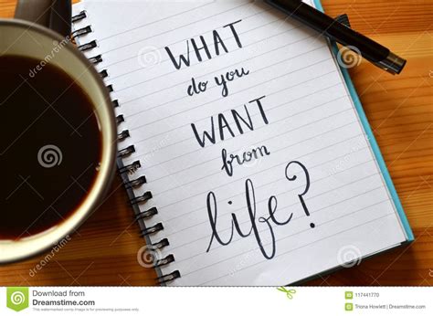 `what Do You Want From Life` Hand Lettered In Notebook Stock Photo
