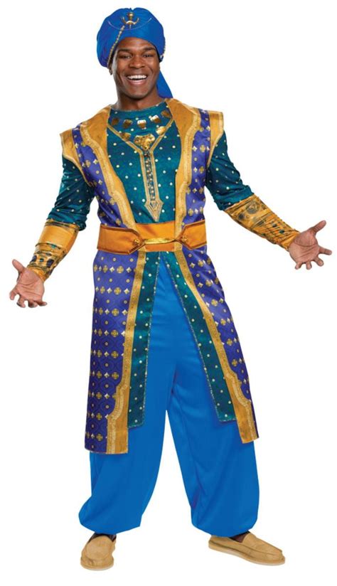 Blue And Gold Genie Deluxe Men Adult Halloween Costume Plus Size