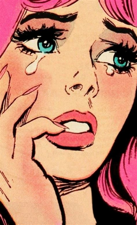 Wallpaper Comics Retro Style Lips Women Artwork Pink Hair Blue