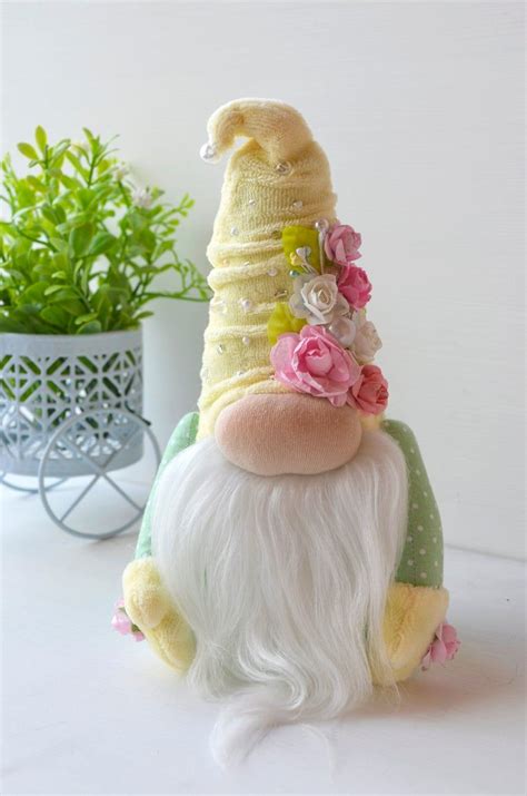 Summer Yellow Gnome With Flowers Flower Gnome Spring Gnome Mom Etsy