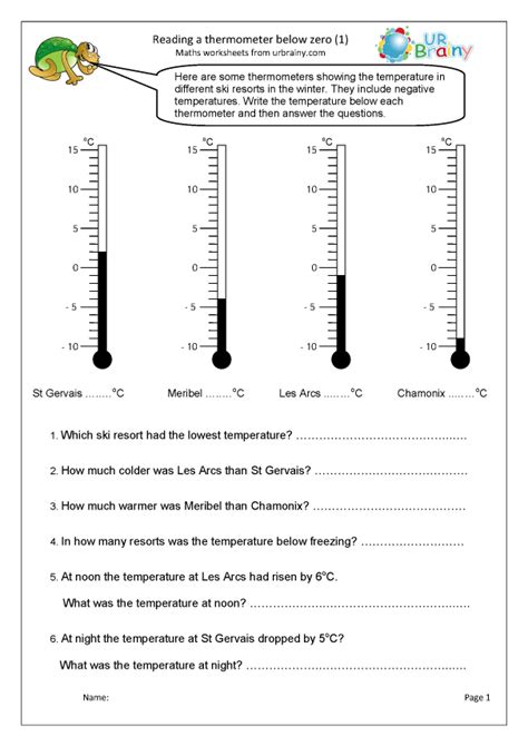 Read A Thermometer Worksheet