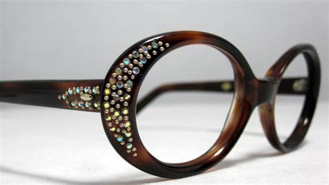 Vintage Eyeglasses Rhinestone Eye Glasses Frames Amber Etsy