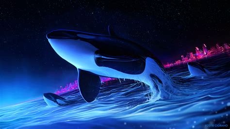 Dolphin Night Orca Whale Digital Art 4k Whale Wallpapers Hd Wallpapers