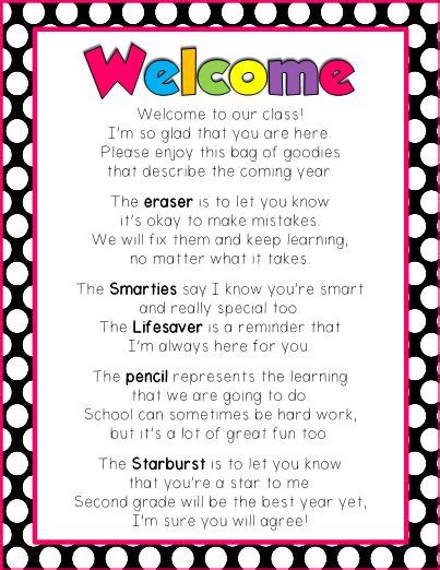 Free First Day Of School Welcome Poem For Second Graders First Day Of