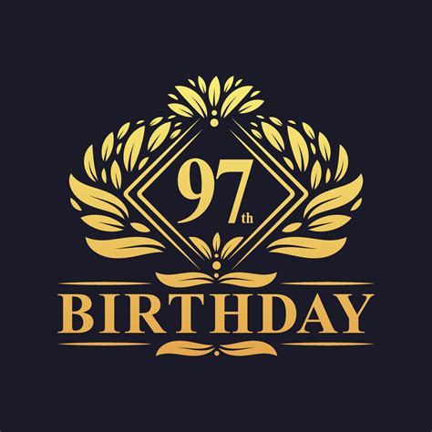 97 Years Birthday Logo Luxury Golden 97th Birthday Celebration