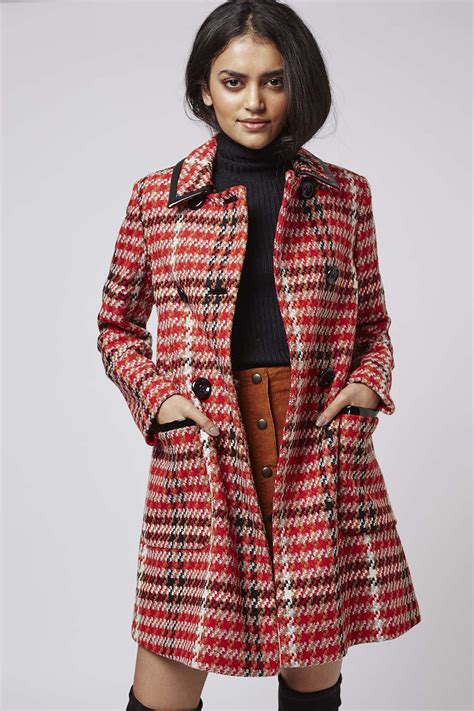 Tall Vinyl Check Swing Coat Topshop Outfit High Fashion Street Style