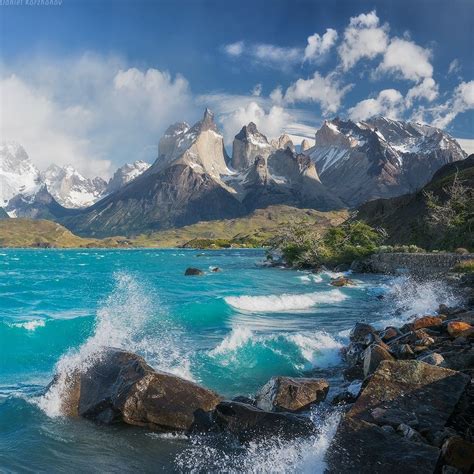 Pehoe Lake In Chilean Patagonia Torres Del Paine National Park Photo
