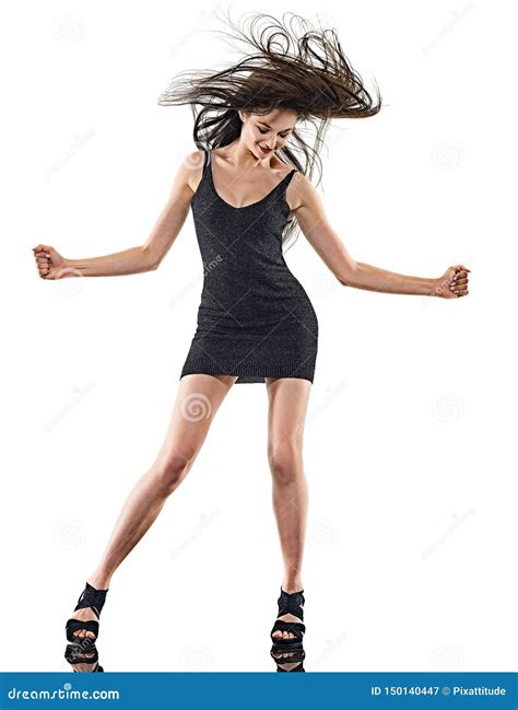 Young Woman Disco Dancer Dancing Isolated White Background Happy Fun