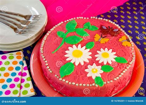 Cheerful Birthday Cake In Still Life Stock Image Image Of Pearls