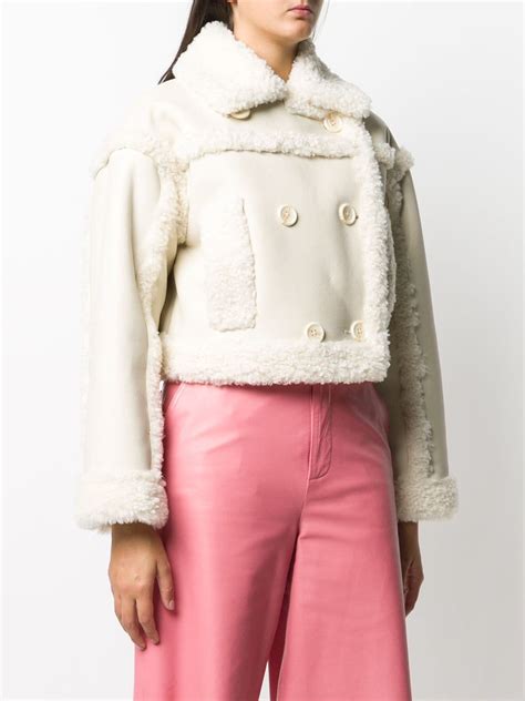 STAND STUDIO Double Breasted Faux Shearling Jacket Farfetch