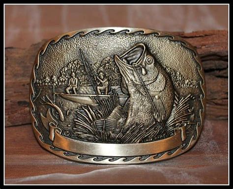 Vintage Solid Brass Big Mouth Bass Fishing Belt Buckle Etsy Solid