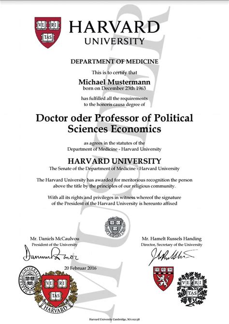 An honorary doctorate is a recognition granted by the university to recipients without completion of degree requirements. Doktortitel kaufen Harvard University | Berufszertifikate & Diplome DOCTOR, PROFESSOR HONORARY ...