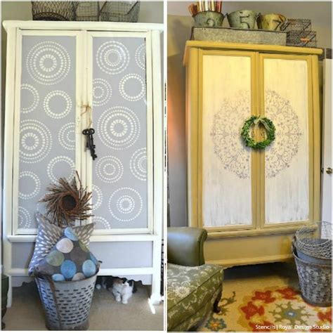 For a uniform paint finish, empty. 20 DIY Cabinet Door Makeovers with Furniture Stencils ...