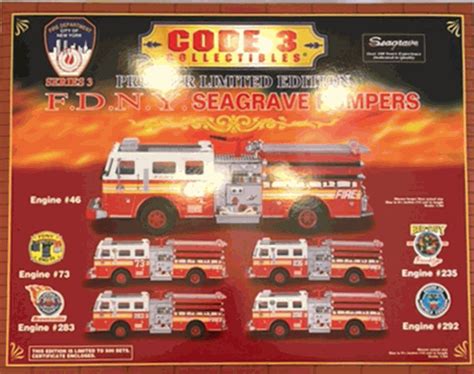 Code 3 Fdny Series 3 Seagrave Pumper Five Truck Set 13001