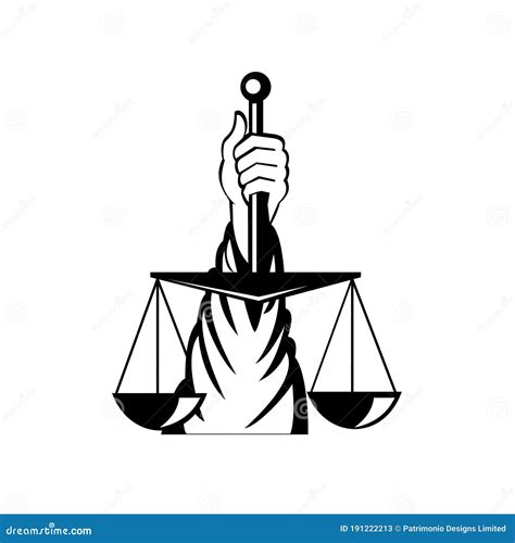 Hand Of Justice Weighing Scales Vector Illustration