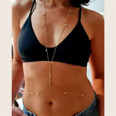Gold Body Chain Bikini Belly Chain Body Necklace Belly Etsy