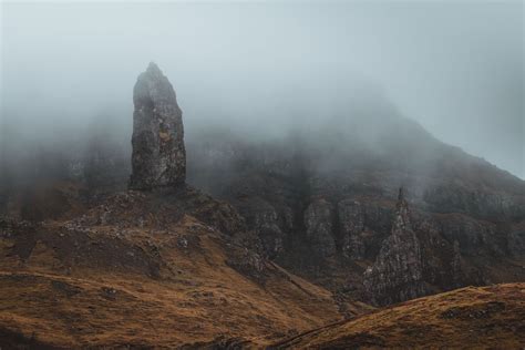 The Old Man Of Storr In Foggy Weather On The Isle Of Skye Scotland