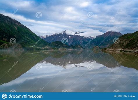Beautiful Ranwu Lake And Snow Mountains In Summer Stock Photo Image