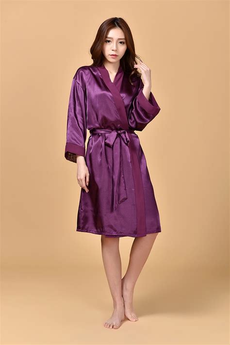 2016 Silk Kimono Robe Bathrobe Women Satin Robe Robe Longue Femme For
