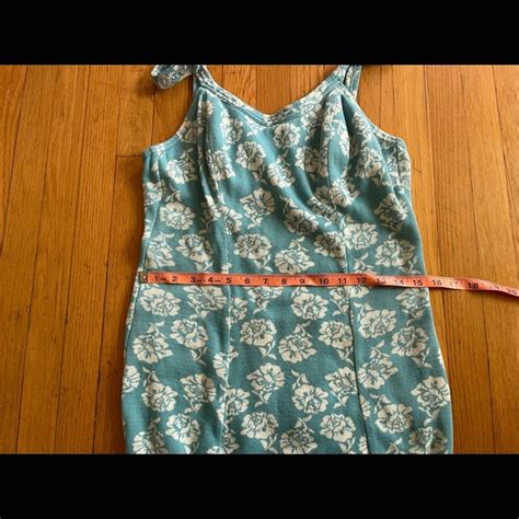 50s Vintage Catalina Blue And White Rose Knit Bathing Suit Etsy