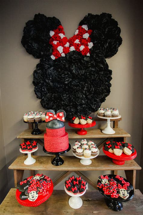 Inby 29pcs red black white mickey minnie mouse ladybug birthday wedding baby shower bachelorette party decoration kit zerodeco party decoration, 21 pcs black and red hanging paper fans pom poms flowers, garlands string polka dot and triangle bunting flags for minnie. Minnie Mouse Birthday Party | Riley Mesnick turns 2 ...
