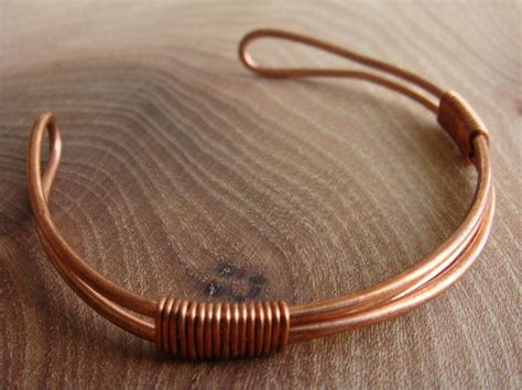 Copper Bracelet Copper Bangle With Triple Band And A Twist Etsy