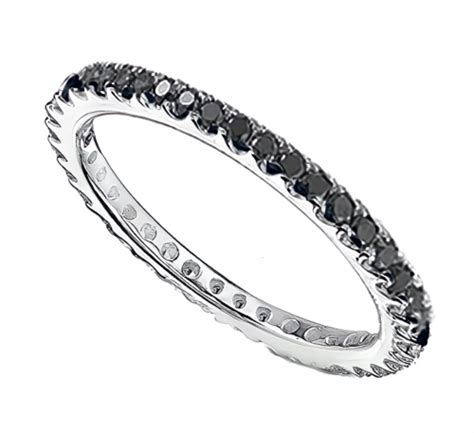 eternity 925 sterling silver stackable wedding ring black cz women 2mm thin band ebay