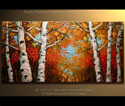 Birch Abstract Painting Tree Forest In Fall 48