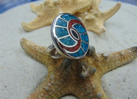 Vintage Navajo Old Pawn Sterling Silver Turquoise And Coral Etsy