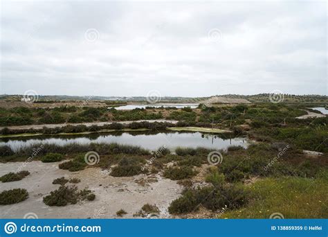 Salt Lakes In Portugal In The Algarve On The Border With