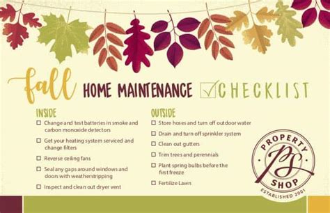 Fall Home Maintenance Checklist The Property Shop