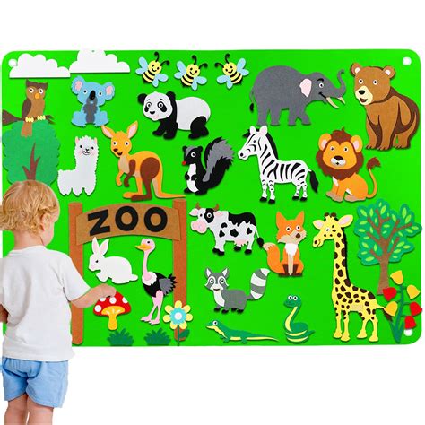 Buy Craftstory Zoo Animals Felt Board Story Set For Toddlers 32 Pieces