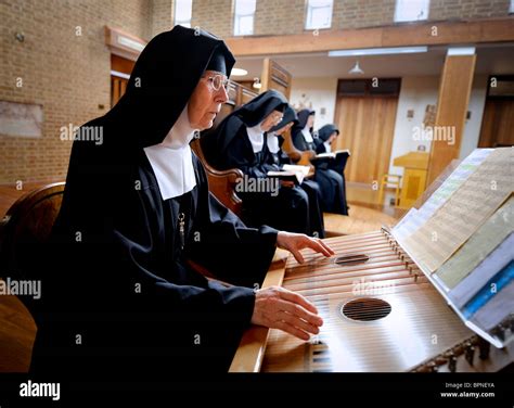 nuns at the monastery of visitation in east sussex at prayer in the chapel picture by jim
