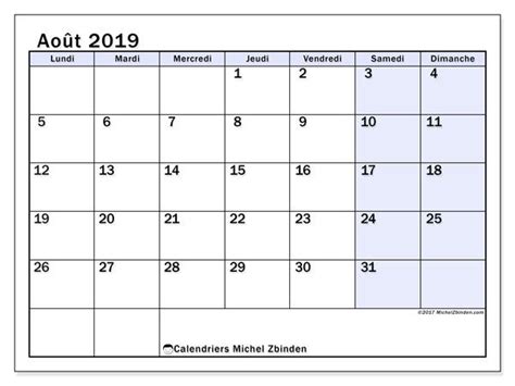 Calendrier Août 2019 57ld Monthly Calendar Printable Free