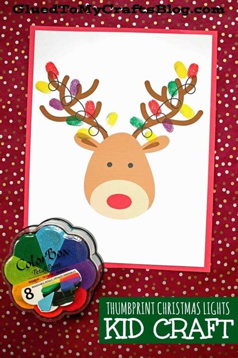 Reindeer Covered In Thumbprint Lights Preschool Christmas Winter