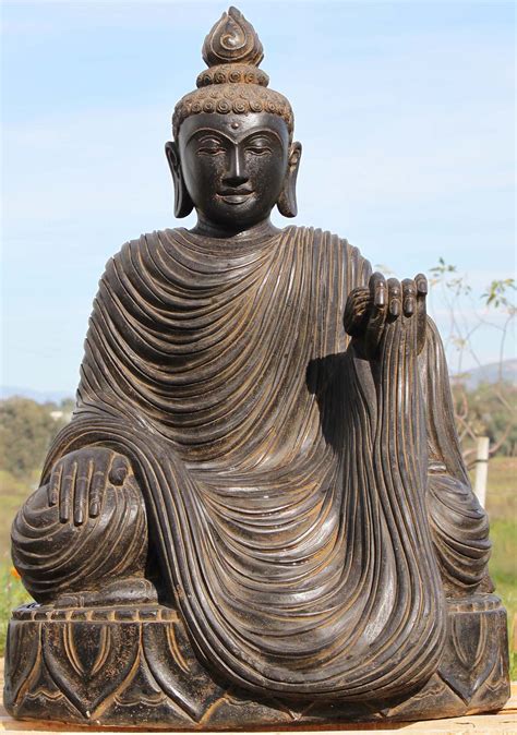 Sitting beneath the bodhi tree, buddha meditated upon the rising sun and reached enlightenment. SOLD Stone Garden Buddha with Flowing Robes 39" (#97ls295 ...