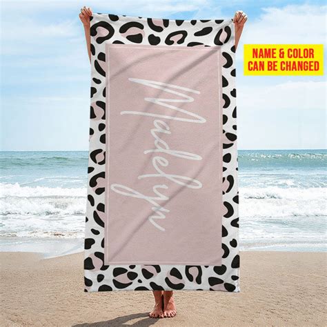 Personalised Leopard Beach Towel Leopards Color Beach Etsy