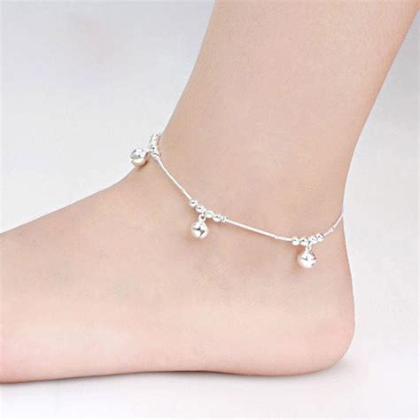 Buy Simple Women Fashion Bells Bead Silver Plated Chain Ankle Bracelet