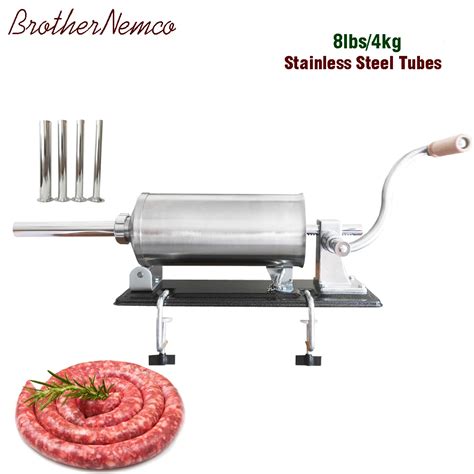 8lbs Horizontal Sausage Stuffer Filler Stainless Steel Manual Homemade