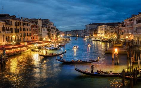 Wallpaper Landscape Lights Boat Sunset Sea Cityscape Italy