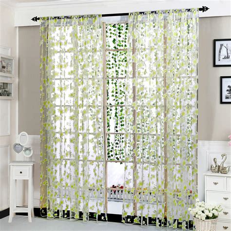 Flower Sheer Curtain Tulle Window Treatment Voile Drape Valance 1 Panel