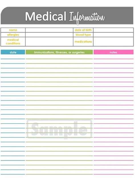 Free printable medical forms kozen jasonkellyphoto co. $3.50 Medical Information Tracker - Health and Medical Printable | Medical binder, Medical ...