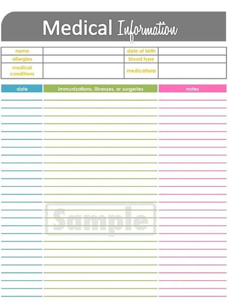 661 free printable medical forms and medical charts that you can download and print. $3.50 Medical Information Tracker - Health and Medical Printable | Medical binder, Medical ...