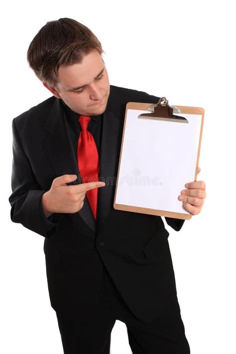 Man Holding Clipboard With Blank Page Stock Image Image Of Hands