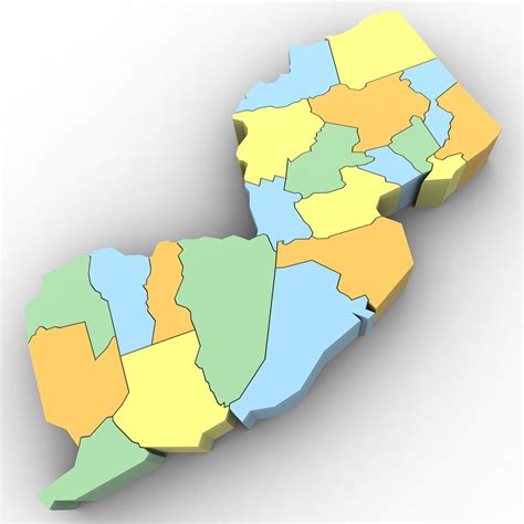 New Jersey Political Map 3d Model 40 3ds Obj Max Free3d