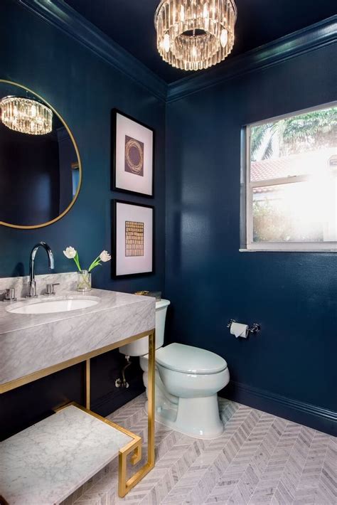Very Art Deco Blue Powder Rooms Powder Room Decor Trendy Bathroom