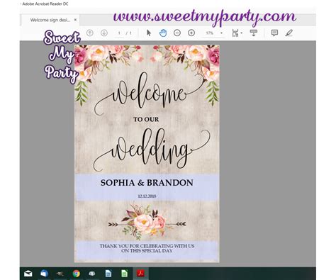 Floral welcome sign template|Boho wedding welcome sign template|Rustic wedding welcome sign ...
