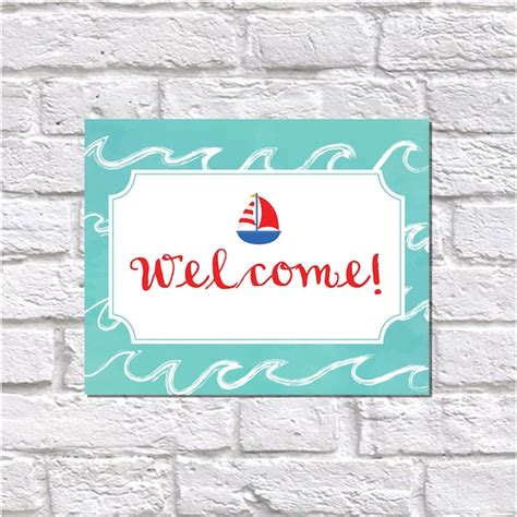 Welcome Sign Sailboat Nautical Baby Shower By Bestwishesco On Etsy