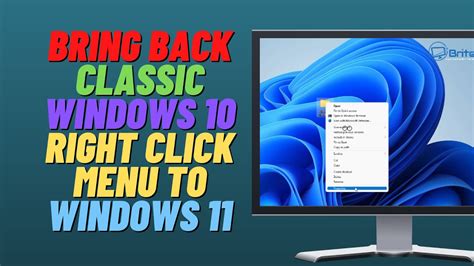 Bring Back Classic Windows 10 Right Click Menu To Windows 11 Youtube