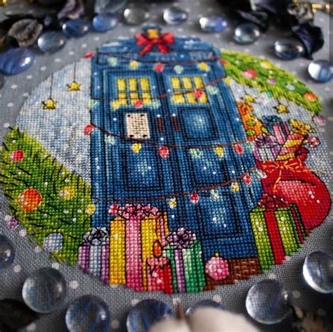 Winter Christmas Tardis Cross Stitch Pattern Pdf Doctor Who Etsy